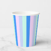 青、ラベンダー、ピンク & パステル ミント グリーンのストライプ 紙コップ (裏面)