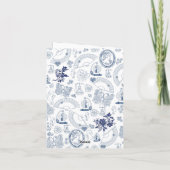 青 ヴィンテージ ロマンチック フォールド サンキューカード (裏面)