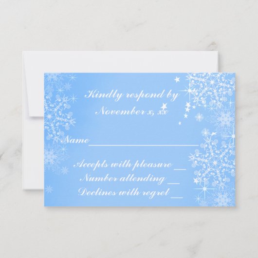 青、休日、冬の結婚式の応答カード 出欠カード (裏面)