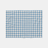 青+千鳥格子のクリームのパターン フリースブランケット (正面(横))