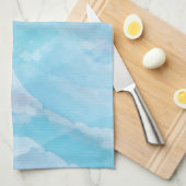 青、抽象芸術、カッコいい水彩画 キッチンタオル (四つ折り)