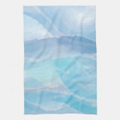 青、抽象芸術、カッコいい水彩画 キッチンタオル (縦)