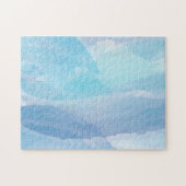 青、抽象芸術、カッコいい水彩画 ジグソーパズル (横)