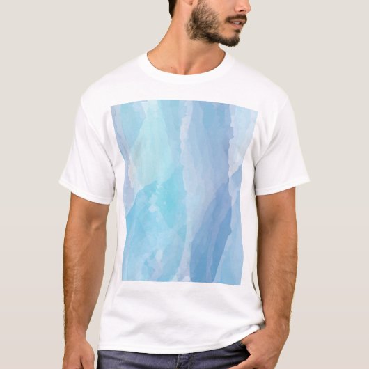 青、抽象芸術、カッコいい水彩画 Tシャツ (正面)