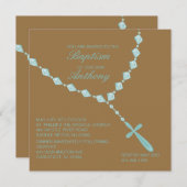 青、数珠は男の子の洗礼の招待状に玉を付けます 招待状 (正面/裏面)