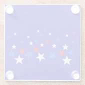 青、星の赤と白パターン ガラスコースター (裏面)