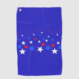 青、星の赤と白パターン ゴルフタオル