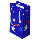 青、星の赤と白パターン スモールペーパーバッグ (裏面アングル)