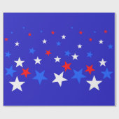 青、星の赤と白パターン ラッピングペーパー (フラット)