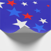 青、星の赤と白パターン ラッピングペーパー (角)