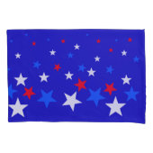 青、星の赤と白パターン 枕カバー (正面左)