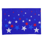 青、星の赤と白パターン 枕カバー (正面右)