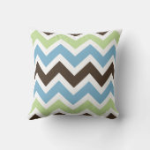 青、春緑、茶色のシェブロン模様 クッション (裏面)