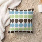 青、春緑、茶色のレトロ円パターン クッション (ブランケット)