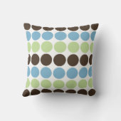 青、春緑、茶色のレトロ円パターン クッション (裏面)