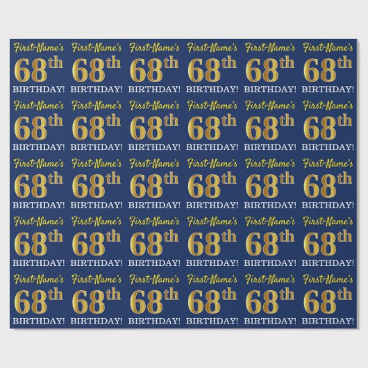 青、模倣金ゴールドルック"68誕生日" ラッピングペーパー (フラット)