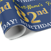 青、模倣金ゴールドルック"82nd誕生日" ラッピングペーパー (ロールコーナー)