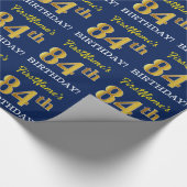青、模倣金ゴールドルック"84誕生日" ラッピングペーパー (角)