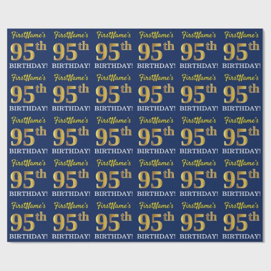 青、模倣金ゴールドルック"95誕生日" ラッピングペーパー (フラット)