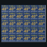 青、模倣金ゴールド見る"40th BIRTHDAY" ラッピングペーパー<br><div class="desc">このラッピング紙デザインは、「FirstName's 40th BIRTHDAY!」のようなメッセージを備え、「40th」は金ゴールドのような色の外観を持つフェイク/模倣ののような。名前は青カスタマイズで、背景は青。40歳の誕生日に贈り物を包む与え際に使われるかもしれない。[～Z0000181]</div>