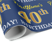 青、模倣金ゴールド見る"40th BIRTHDAY" ラッピングペーパー (ロールコーナー)