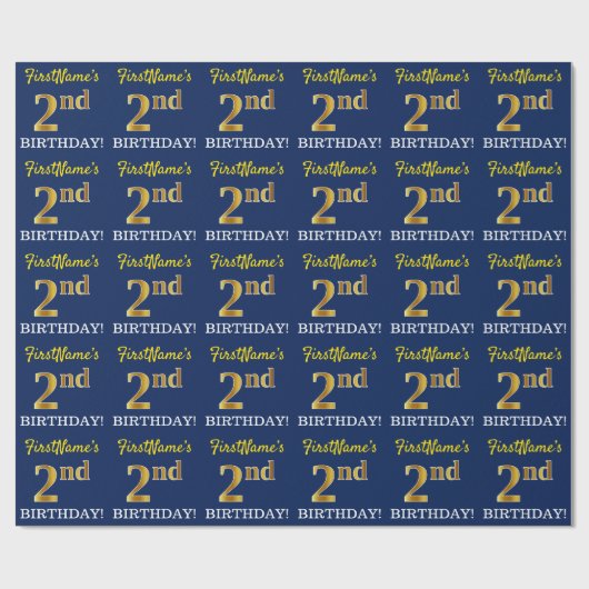 青、模造金ゴールドルック"第2の誕生日" ラッピングペーパー (フラット)
