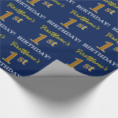 青、模造金ゴールドルック"1st BIRTHDAY" ラッピングペーパー (角)