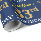 青、模造金ゴールドルック"33誕生日" ラッピングペーパー (ロールコーナー)
