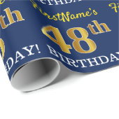 青、模造金ゴールドルック"48誕生日" ラッピングペーパー (ロールコーナー)