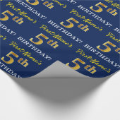 青、模造金ゴールドルック"5誕生日" ラッピングペーパー (角)