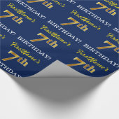 青、模造金ゴールドルック"7誕生日" ラッピングペーパー (角)