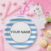 青（水平） ペーパープレート (パーティー)