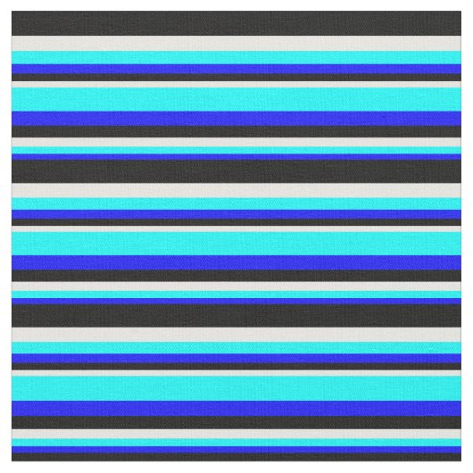 青、水色、白、黒の色のストライプ ファブリック (クローズアップ)
