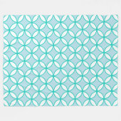 青、海、緑、白の花びらがダイヤモンドを囲む フリースブランケット (正面(横))