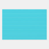 青 & 淡いターコイズのストライプ ラッピングペーパーシート (正面)