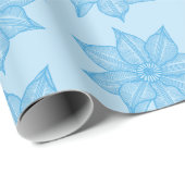 青（淡い青）スケッチーフラワー ラッピングペーパー (ロールコーナー)