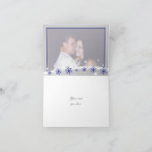 青、灰の雪の結晶のウェディングサンクス写真 サンキューカード (内部)