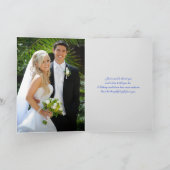 青、灰色のフローラ、ハート結婚のサンキューカード サンキューカード (内部)