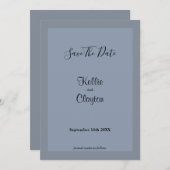 青/灰色の枠付き日付の保存 セーブザデート (正面/裏面)