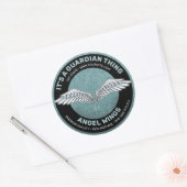 青 – 灰色の翼のラベル ラウンドシール (封筒)