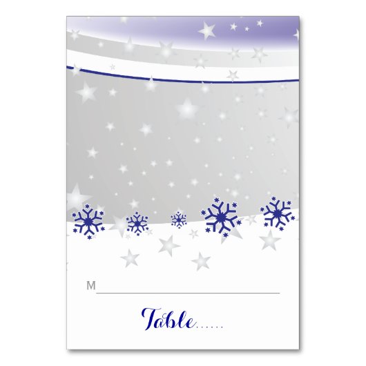 青、灰色の雪結婚片の折り畳まれた座席表 テーブルナンバー (正面)