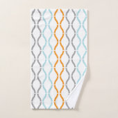 青、灰色、オレンジのファンキーストライプパターン バスタオルセット (ハンドタオル)