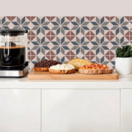 青、灰色、土色のダイヤモンドタイル タイル