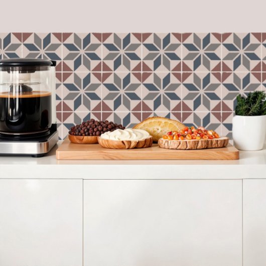 青、灰色、土色のダイヤモンドタイル タイル