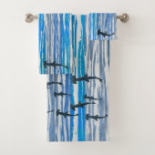 青、灰色、白のとストライプサメの色合い バスタオルセット (インサイチュ)