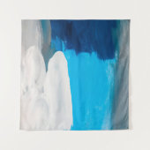 青、灰色、白の抽象芸術ア絵画ートの背景 タペストリー (正面(横))