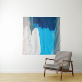 青、灰色、白の抽象芸術ア絵画ートの背景 タペストリー (インサイチュ(横))