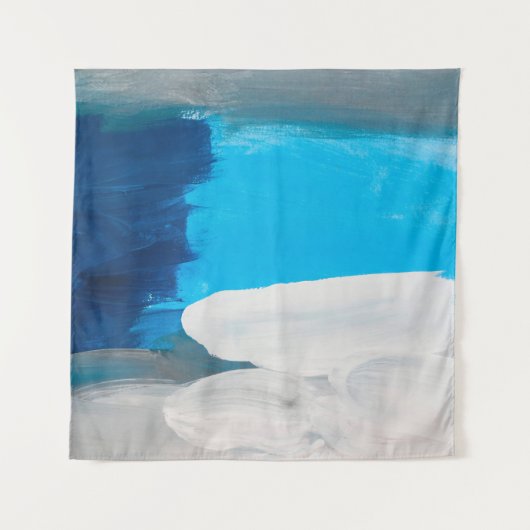 青、灰色、白の抽象芸術ア絵画ートの背景 タペストリー (正面)