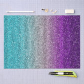 青、灰色、紫のグラデーショングリッター 薄葉紙 (クラフト)