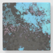 青、灰色、紫の大理石抽象芸術 ストーンコースター (正面)